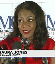 Treasurer Tishaura Jones defeated Ward 20 Alderwoman Cara Spencer in the St. Louis Mayoral election Tuesday night, becoming the first Black female mayor in the city's history.
Mandatory Credit:	KMOV