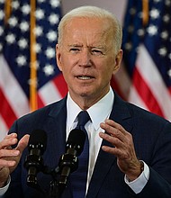 The Biden administration is standing down on a campaign promise to create a White House-led commission and instead moving forward with its efforts toward passing police reform through legislative channels. President Joe Biden is seen speaking in March.
Mandatory Credit:	Jim Watson/AFP/Getty Images