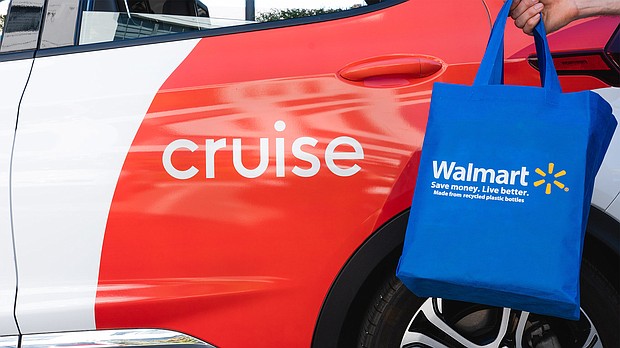 Walmart is investing in GM's self-driving vehicle company, Cruise, as it works to build out its delivery network.
Mandatory Credit:	Walmart