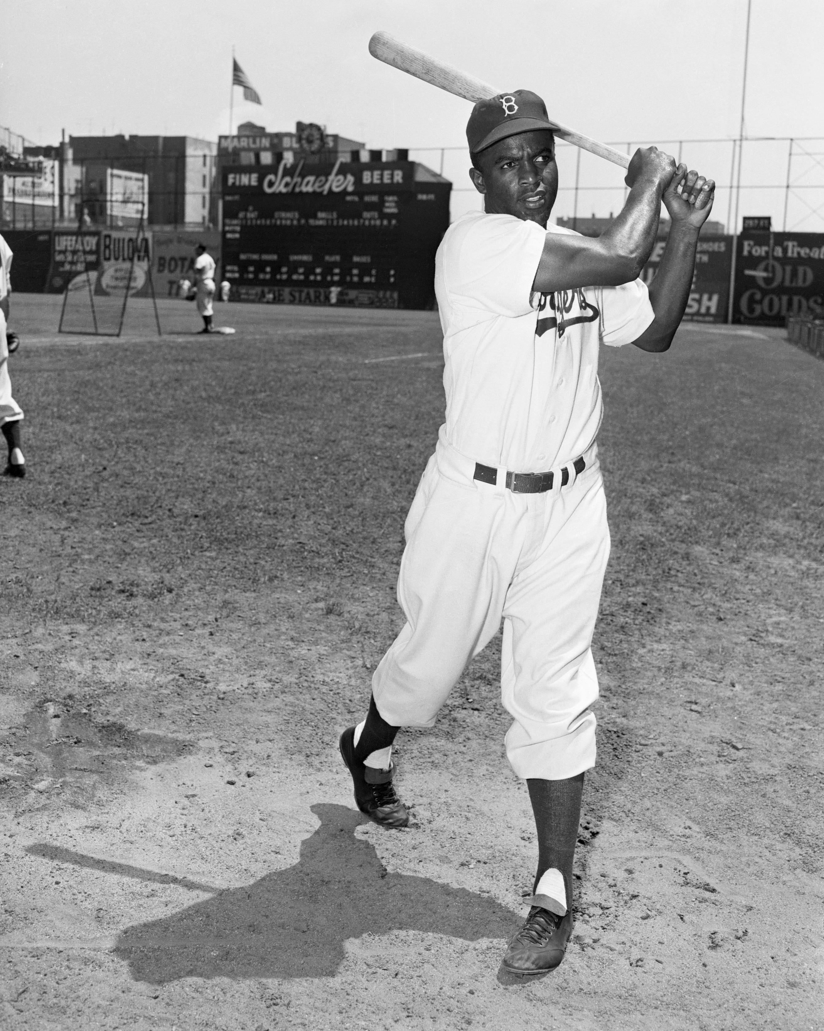 Famed Dodgers infielder Jackie Robinson broke the color barrier in