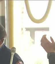 Las Vegas Fire and Rescue Battalion Chief Lawrence Wickliffe (left), the longest-serving firefighter in Nevada, wrapped up 46 years of service with a sendoff on April 26
Mandatory Credit:	KVVU