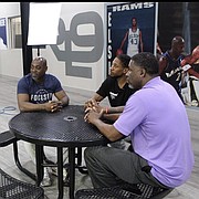 (Left to Right) Kenneth Johnson-Gamble,  Coach Cartier Martin and Coach DJ Anderson