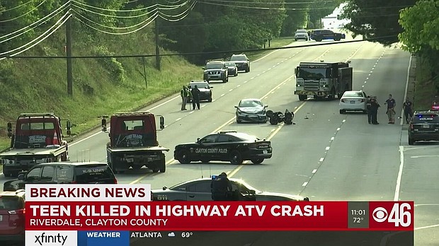 A 14-year-old was killed while riding his ATV Tuesday.
Mandatory Credit:	WGCL