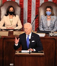 President Joe Biden pledged his support for transgender Americans during his address to a joint session of Congress on April 28, telling members of the community he's standing by them at a time when they face a barrage of attacks by GOP-led state legislatures.
Mandatory Credit:	Chip Somodevilla/Getty Images
