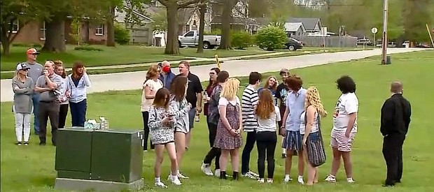 People gather for a prayer vigil in Arcadia, IN, in memory of two tenagers kllled in a car crash on their way to their prom.
Mandatory Credit:	WISH	People gather for a prayer vigil in Arcadia, IN, in memory of two tenagers kllled in a car crash on their way to their prom.
Mandatory Credit:	WISH