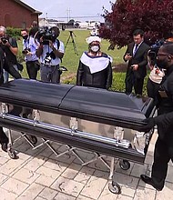 Andrew Brown Jr.'s casket is seen at his funeral at Fountain of Life Church in Elizabeth City, North Carolina on May 3.
Mandatory Credit:	CNN
