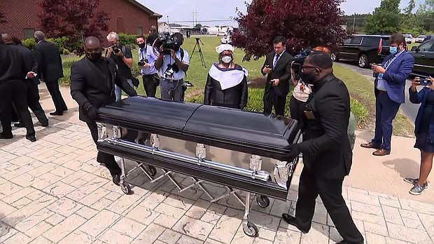 Andrew Brown Jr.'s casket is seen at his funeral at Fountain of Life Church in Elizabeth City, North Carolina on May 3.
Mandatory Credit:	CNN