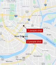 Two shootings in New Orleans overnight left one dead and eight others injured, police said May 2.
Mandatory Credit:	Google