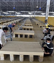 A view inside the Sardar Patel Covid-19 Care Centre, at Chhatarpur, on April 25 in New Delhi, India.
Mandatory Credit:	Arvind Yadav/Hindustan Times/Getty Images