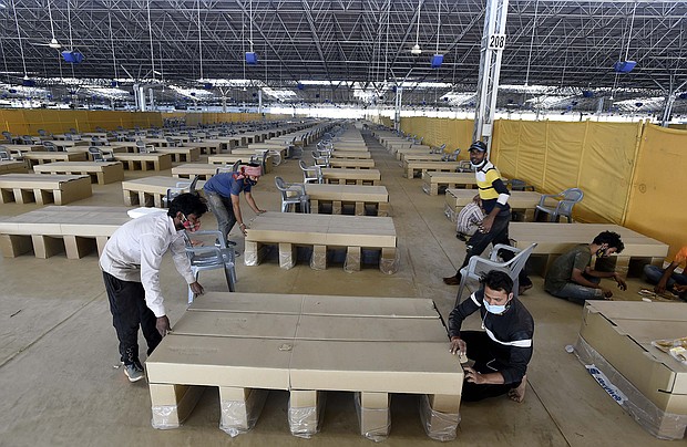 A view inside the Sardar Patel Covid-19 Care Centre, at Chhatarpur, on April 25 in New Delhi, India.
Mandatory Credit:	Arvind Yadav/Hindustan Times/Getty Images