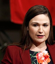 In a push to galvanize young Democrats to run for office, a political action committee focused on electing young, down-ballot candidates in swing districts announced May 3 a national campaign to support 50 millennial and Gen Z candidates under the age of 45 ahead of the 2022 midterm elections. Abby Finkenauer is a part of the group's leadership council.
Mandatory Credit:	Patrick Semansky/AP