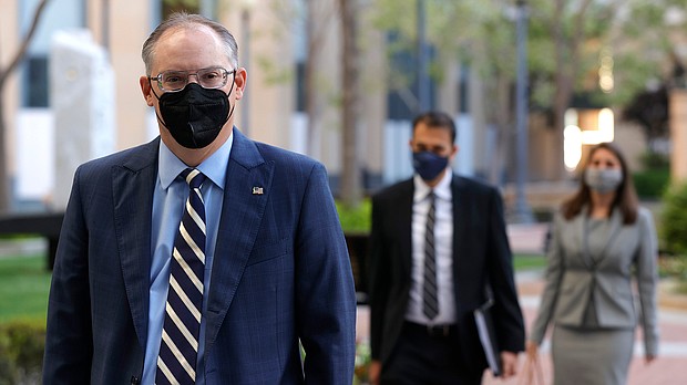 Epic CEO Tim Sweeney arrives at federal court on May 03, 2021 in Oakland, California. Apple and video game maker Epic games are appearing in court to begin hearing arguments to determine if Apple is running a monopoly in its Apple App Store and whether the company should be allowed to take a 30 percent cut of revenue made from purchases on the platform.
Mandatory Credit:	Justin Sullivan/Getty Images