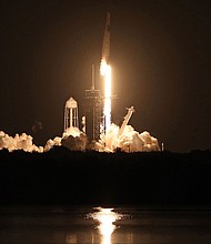 Four astronauts are preparing to return home from a record-breaking mission. This image shows a SpaceX Falcon 9 rocket lifting off from the Kennedy Space Center in Florida on November 15, 2020.
Mandatory Credit:	Gregg Newton/AFP/Getty Images