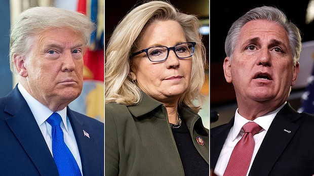 Former President Donald Trump is weighing in on the fight to replace Rep. Liz Cheney in the House Republican Party's leadership, blasting Cheney in a new statement and staying in touch with Republicans on Capitol Hill as the effort gets underway.
Mandatory Credit:	Getty