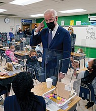 President Joe Biden took center stage Monday in a fifth-grade classroom at Yorktown Elementary School, where he and his wife, First Lady Jill Biden, talked with students during a swing to promote his $1.8 trillion package that would increase education spending. Mrs. Biden is an English professor at Northern Virginia Community College in Alexandria.