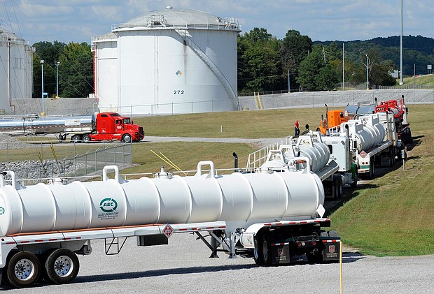 Biden administration officials worked urgently Monday to ascertain the scope and fallout of a ransomware attack on the Colonial Pipeline, which supplies much of the eastern United States its gasoline -- an incident that laid bare vulnerabilities in the country's aging energy infrastructure.
Mandatory Credit:	Jay Reeves/AP
