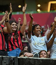 Fans are back mask-free as Atlanta opens up the match to everyone during the MLS match between CF Montreal and Atlanta United FC on May 15 at Mercedes-Benz Stadium.
Mandatory Credit:	Rich von Biberstein/Icon Sportswire/Getty Images