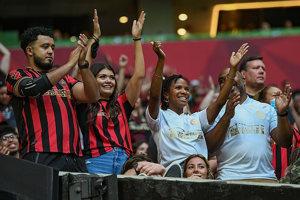 Fans are back mask-free as Atlanta opens up the match to everyone during the MLS match between CF Montreal and Atlanta United FC on May 15 at Mercedes-Benz Stadium.
Mandatory Credit: Rich von Biberstein/Icon Sportswire/Getty Images