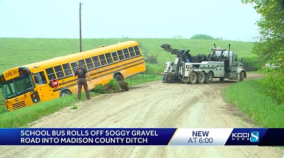 The Winterset Community School District said 10 elementary students and a bus driver were involved in a rollover crash Monday …