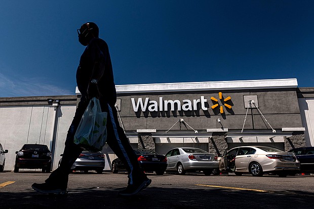 The latest round of federal stimulus payments of up to $1,400 per person lifted sales at Walmart, the largest retailer in the United States, as shoppers used their checks to buy clothing, home goods and other merchandise at stores and online.
Mandatory Credit:	David Paul Morris/Bloomberg/Getty Images