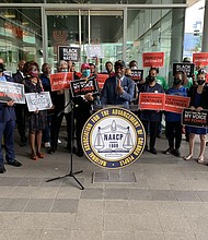 PHOTO: Rally and press conference held in Houston earlier this month announcing the new Texas Voters Forward Coalition.