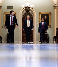 Democrats are intensifying their demands for Congress to pass sweeping voting rights legislation, but major obstacles remain. Pictured, Senate Majority Leader Chuck Schumer, in Washington, D.C., on May 26.
Mandatory Credit:	Stefani Reynolds/Bloomberg/Getty Images