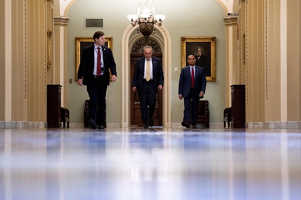 Democrats are intensifying their demands for Congress to pass sweeping voting rights legislation, but major obstacles remain. Pictured, Senate Majority Leader Chuck Schumer, in Washington, D.C., on May 26.
Mandatory Credit:	Stefani Reynolds/Bloomberg/Getty Images