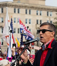 Michael Flynn speaks during a protest of the outcome of the 2020 election outside the Supreme Court on December 12, 2020 in Washington, DC. The US Army said June 2 it will not investigate former Gen. Michael Flynn for statements he recently made in which he appeared to endorse a Myanmar-style coup occurring in the US.
Mandatory Credit:	Tasos Katopodis/Getty Images