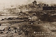 This photo shows the ruins of Dunbar Elementary School and the Masonic Hall in the aftermath of the June 1, 1921, race massacre in Tulsa.