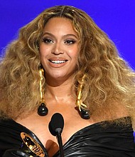 Superstar singer, Beyoncé, pictured here in March at the Grammys, is celebrating her twins'  Rumi and Sir Carter's birthday.
Mandatory Credit:	Kevin Winter/Getty Images