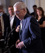 Senate Minority Leader Mitch McConnell, pictured on May 25, in Washington DC, says if his party regains the majority in 2022 it's "highly unlikely" he would let President Joe Biden confirm a Supreme Court vacancy if one opened up in 2024.
Mandatory Credit:	Kevin Dietsch/Getty Images