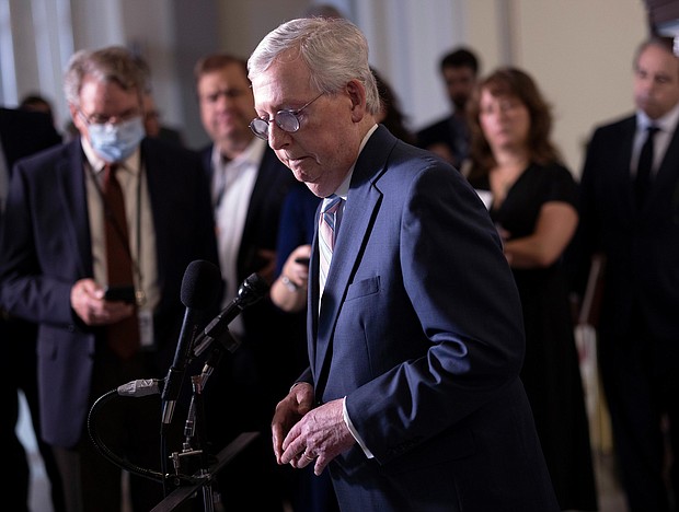 Senate Minority Leader Mitch McConnell, pictured on May 25, in Washington DC, says if his party regains the majority in 2022 it's "highly unlikely" he would let President Joe Biden confirm a Supreme Court vacancy if one opened up in 2024.
Mandatory Credit:	Kevin Dietsch/Getty Images