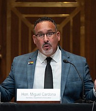 Education Secretary Miguel Cardona testifies before the Labor, Health and Human Services, Education and Related Agencies Subcommittee on Capitol Hill in Washington, DC, on June 16.
Mandatory Credit:	JIM WATSON/AFP/Getty Images