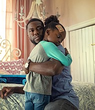 Kevin Hart plays the widowed dad to Melody Hurd in the Netflix movie 'Fatherhood.'
Mandatory Credit:	PHILIPPE BOSSE/NETFLIX