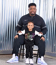 Demez White with his son Lennox White