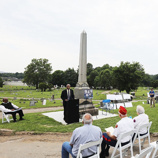 Congressman A. Donald McEachin offers keynote remarks at Woodland Cemetery on Saturday to honor those who were once enslaved. The commemoration, “A Juneteenth Moment of Remembrance at Woodland Cemetery,” was sponsored by the Woodland Restoration Foundation and Henrico County.