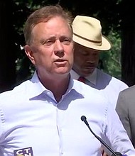 The governor Ned Lamong addressed a rise in gun violence during a news conference on Monday morning.
Mandatory Credit:	WFSB