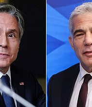 US Secretary of State Antony Blinken meets with Israeli Foreign Minister Yair Lapid in Rome on Sunday.
Mandatory Credit:	Getty