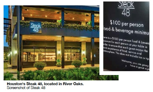 Steak-48 Posts Sign: Ask Customers to Spend $100 Per Person Minimum-Racial Undertones? | Houston Style Magazine | Weekly Newspaper Publication Website Steak-48 Posts Sign: Ask Customers to Spend $100 Per Person Minimum-Racial Undertones? | Houston Style Magazine | Weekly Newspaper Publication Website