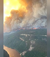 The Sparks Lake Wildfire is one of several fires burning across British Columbia, according to officials.
Mandatory Credit:	British Columbia Wildfire Service/Twitter