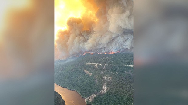 The Sparks Lake Wildfire is one of several fires burning across British Columbia, according to officials.
Mandatory Credit:	British Columbia Wildfire Service/Twitter