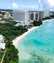 This photo taken on June 24 shows Tumon Bay in Guam as the US Pacific territory prepares to offer visitors a Covid-19 vaccination with their holiday, in a bid to restart its struggling tourism industry.
Mandatory Credit:	Mar-Vic Cagurangen/AFP/Getty Images