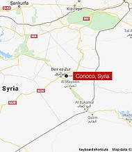 The attack happened near a location containing oil and gas fields known as Conoco, where US troops are deployed.
Mandatory Credit:	Google