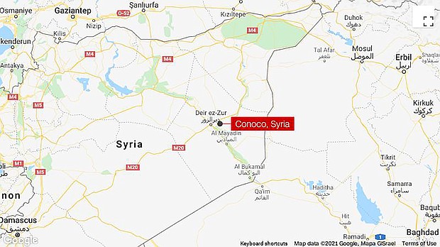 The attack happened near a location containing oil and gas fields known as Conoco, where US troops are deployed.
Mandatory Credit:	Google