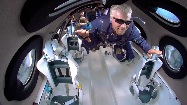Richard Branson and crew aboard the VSS Unity on July 11.
Mandatory Credit:	Virgin Galactic