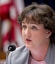 Rep. Katie Porter said in a statement that her team is evaluating how to keep her events safe going forward.
Mandatory Credit:	Bloomberg/Getty Images