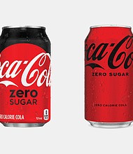 The old version of Coca-Cola Zero Sugar, left, compared to the new.
Mandatory Credit:	The Coca-Cola Company