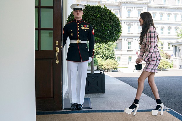 Singer Olivia Rodrigo arrives at the White House to promote the Covid-19 vaccine on July 14, in Washington.
Mandatory Credit:	Evan Vucci/AP
