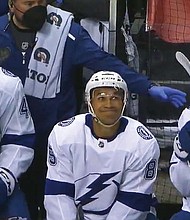 Mathieu Joseph, Daniel Walcott and Gemel Smith of the Tampa Bay Lightning.