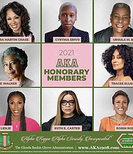 The newest members of Alpha Kappa Alpha Sorority, Inc. Broadcast anchor and journalist Robin Roberts, award winning actress Tracee Ellis Ross, novelist and social activist Alice Walker, Academy Award costume designer Ruth E. Carter, 3x time WNBA Lisa Leslie, American motion picture and television producer Debra Martin Chase, actress, singer, and songwriter  Cynthia Erivo, and one of the most powerful businesswoman in the world Ursula M. Burns.